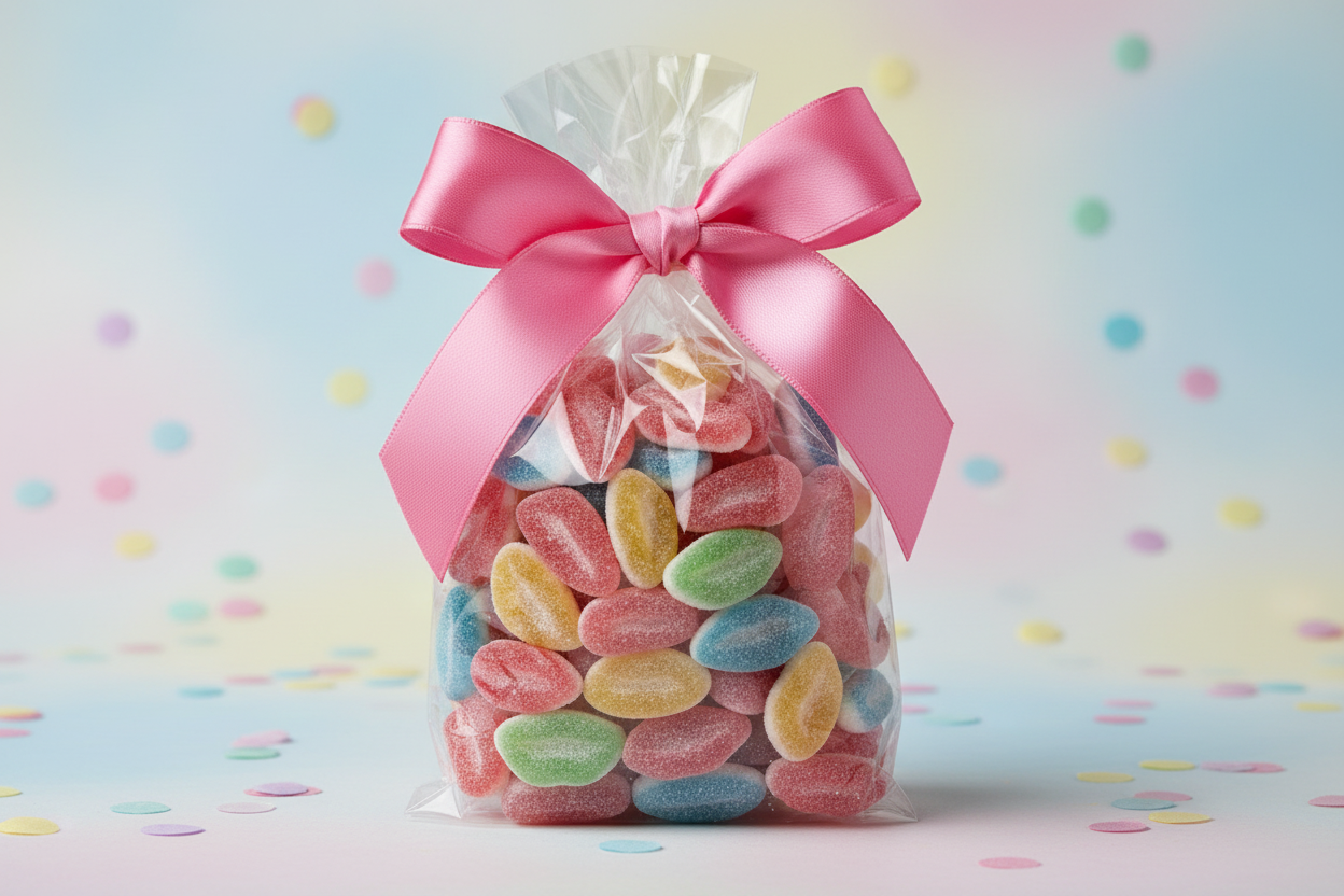 DULCEPLUS Lèvres Sucrées - Sachet cadeau pastel ruban rose